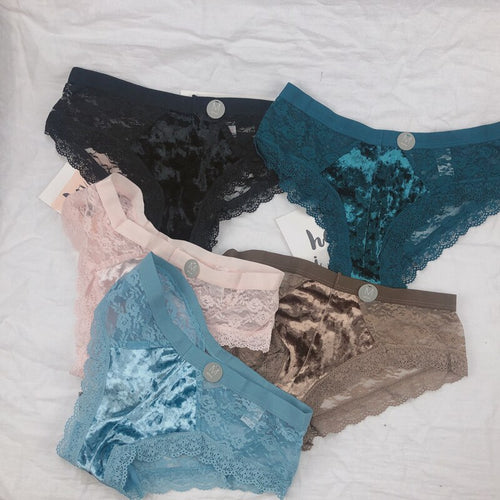 European Style Vintage Floral Lace Panties For Women Velvet Sexy Underwear Crotch Cotton Briefs Ruffle Sexy Panties Sex String