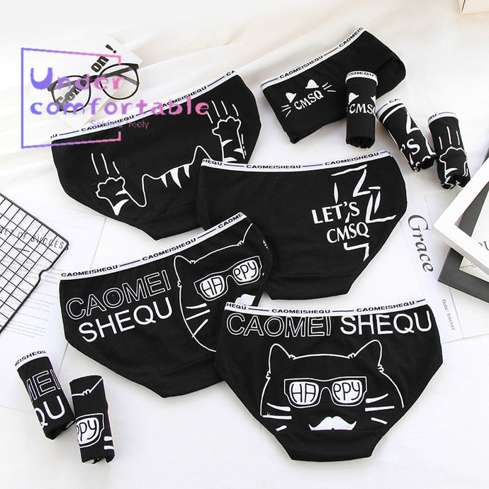 Happy Fashion Cat Printed Women Underwear 100% Cotton Cute Female Panties Comfortable Intimates Lovely Girls Briefs 2806