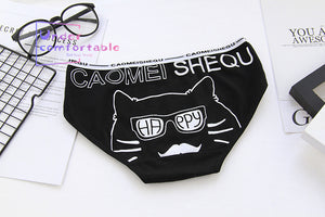 Happy Fashion Cat Printed Women Underwear 100% Cotton Cute Female Panties Comfortable Intimates Lovely Girls Briefs 2806