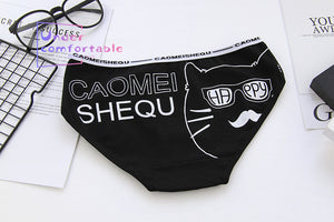 Happy Fashion Cat Printed Women Underwear 100% Cotton Cute Female Panties Comfortable Intimates Lovely Girls Briefs 2806